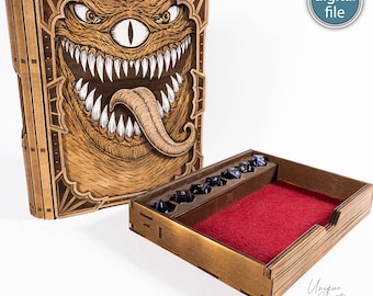 Mimic Dice Box Laser Cut Template SVG DXF AI | Dice Box File for Glowforge | Rpg Dice Storage | Fantasy Dice Box - Digital Download -