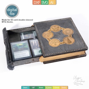 Plantilla láser para caja de almacenamiento de cartas / 60 cartas con funda doble / DXF, SVG, AI / Descarga digital