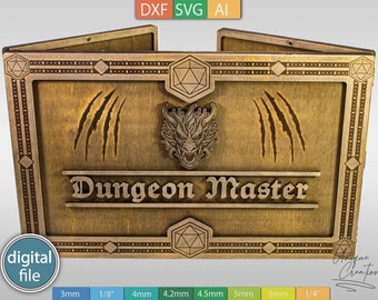 Dragon Dungeon Master Screen Laser Cut Files, SVG DXF, Woodworking Plans, Gaming Accessories