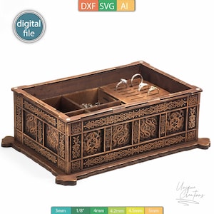 Mall för smyckeskrin - vikingastil - 2 inläggningar - graverad design - AI-, SVG-, DXF-filer - digital nedladdning bild 4