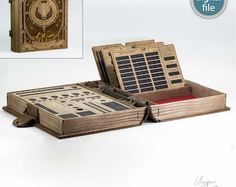 Bookbox with Character Sheet, Dicebox and Storage for your rpg needs AI, SVG, DXF Files - Digital download