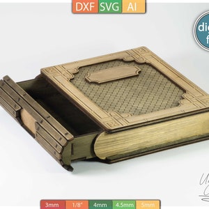 Book Box Laser Template for Creative Storage and Gifting (DXF, SVG, AI) -Digital download-