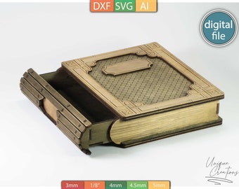 Bookbox Laser Template for Creative Storage and Gifting (DXF, SVG, AI) -Digital download-