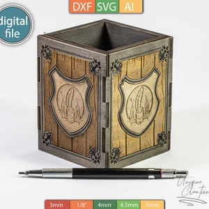 Modelo de corte a laser - Porta-lápis estilizado - DXF SVG AI - Download digital