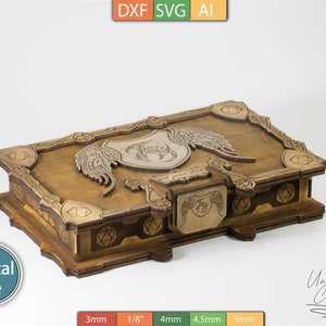 Würfel Box Vorlage, 2 Inlays mit Gravur, für Rollenspiele - AI, SVG, DXF Dateien - Digitaler Download