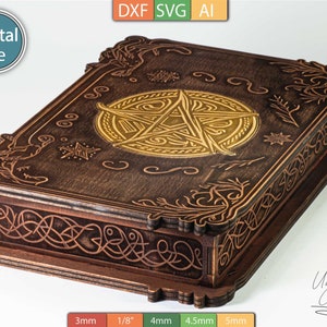 Würfelbox-Vorlage, 3 Inlays - Laser Cut-Vorlage für Lagerung und Gaming - Gravur Design - AI, SVG, DXF Dateien - Digitaler Download