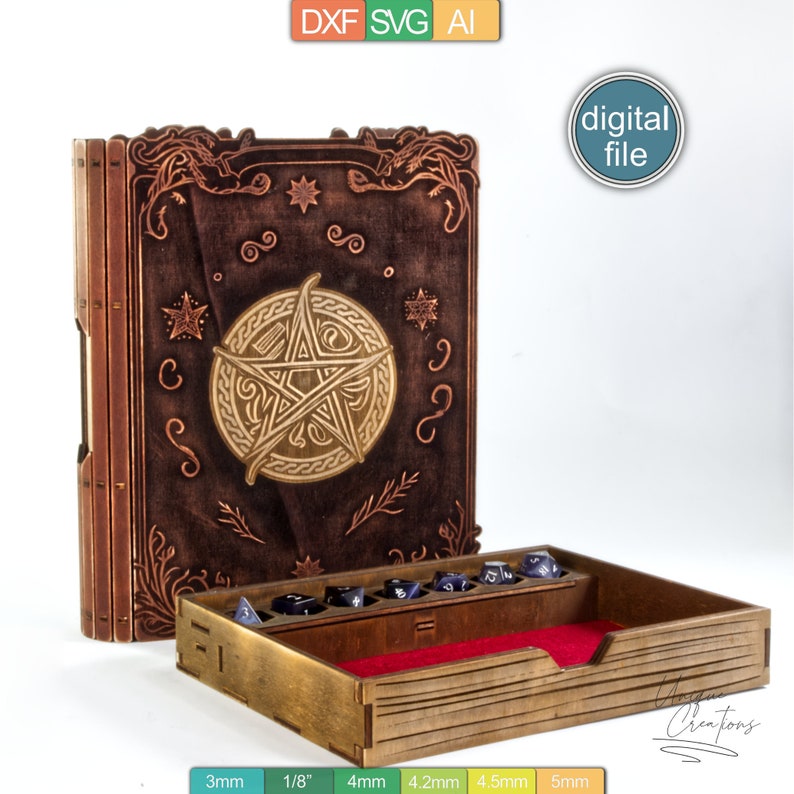 Arcane Spellbook Dice Box Laser Cut Template