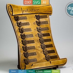 Modelo de corte a laser do rastreador de iniciativa - SVG, DXF, AI - Download digital - Compatível com Glowforge