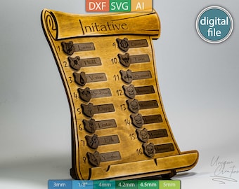 Initiative Tracker Laser Cutting Template - SVG, DXF - Digital Download - Glowforge Compatible