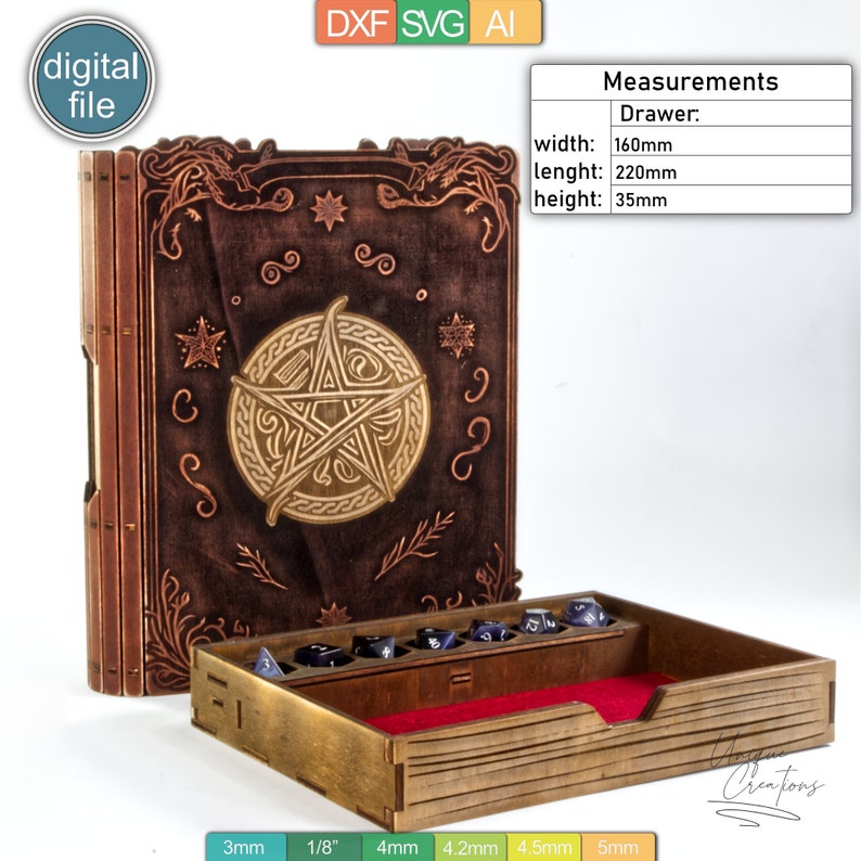 Arcane Spellbook Dice Box Laser Cut Template