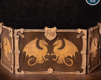 Laser Cut Dungeon Master Screen Template - Dragons - DXF SVG AI Files - Digital download