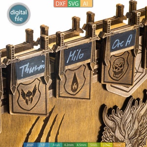 Masterscreen Initiative Tracker Addon Laser Cut Template - SVG, DXF, AI - Download digital -
