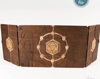 Laser Cut Dungeon Master Bildschirm Vorlage - Würfel Design | DXF SVG AI Digitale Dateien für große Bettlaser