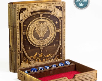 Dice Box Laser Files - Fantasy Dragon Design - SVG DXF - Digital Download