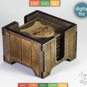 Mystische Schädel Untersetzer Laserschnittvorlage - Laser Cut Magie für deine ttrpg Adventures! - DXF, SVG, AI - Digital Download