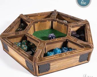 Laser Cut Dice Tray Template, Dice Organizer, DnD Dice Tray SVG DXF AI for 3–5mm Wood