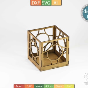 Theelicht Kandelaar SVG, Lantaarn, Windlicht, Penhouder, Glowforge Template, Lasersnijden, Cnc bestand, Dxf, Ai, Pdf