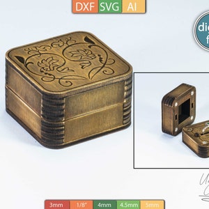 Molde de caixa de anel cortado a laser faça você mesmo - O presente perfeito para seu dia especial - Dxf, Svg, Ai - Download digital -