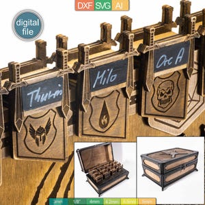 Masterscreen Initiative Tracker Addon Laser Cut Template  - Including Storage Box Template - SVG, DXF, AI - Digital Download -