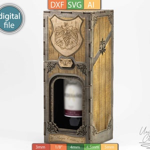 Lasergesneden wijn geschenkdoos sjabloon - DXF SVG AI-bestanden - digitale download