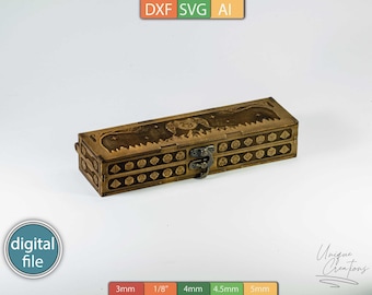 Cutting Template for engraved Dice Storage Box - DXF, SVG, AI - Digital Download -