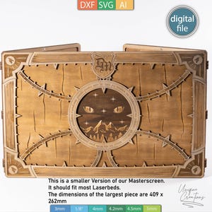 Modello per schermo del Dungeon Master tagliato al laser in formato SVG DXF AI / Schermo del Dungeon Master compatibile con Glowforge / File per schermo del Game Master di D&D RPG