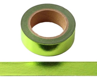 Bright Green Foil Washi Tape (1 Roll)