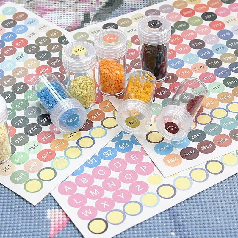 VSHZXFH 6500 Pieces Diamond Painting Storage Containers Labels White Diamond Art Stickers Blank Name Number Painting Labels Self Adhesive Beads Labels Small