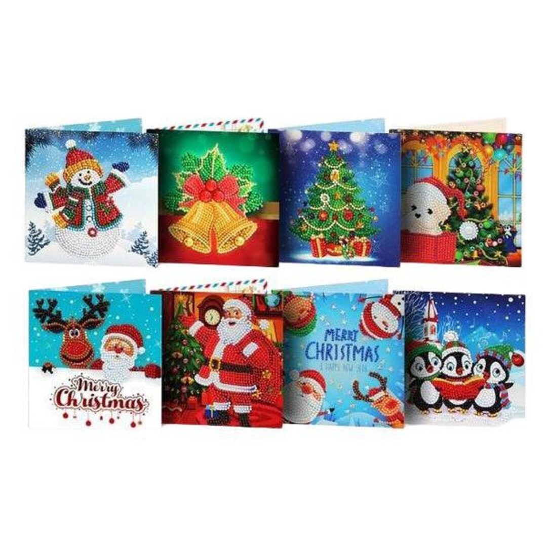 Diamond Painting Christmas Card Set 4 8 Pack Etsy