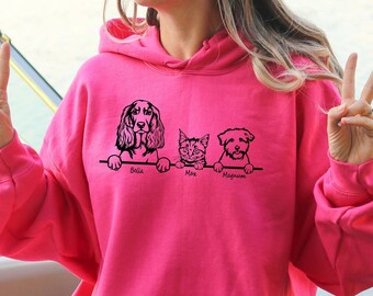 Custom Dog and Cat Hoodie, Dog Mom Sweatshirt, Dog Hoodie, Custom Dog Cat Sweatshirt, Cat Dad Shirt, Pet Lover Hoodie, Pet Memorial Gift