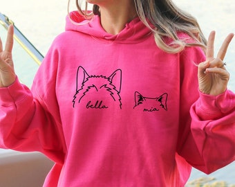 Custom Dog and Cat Ears Hoodie, Dog Mom Sweatshirt, Dog Hoodie, Custom Dog Cat Sweatshirt, Cat Dad Shirt, Pet Lover Hoodie,Pet Memorial Gift