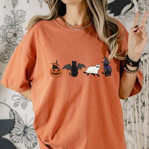 Ghost Cats Halloween Shirt, Comfort Colors Halloween shirt, Halloween Shirt, Cute Ghost Shirt, Fall Halloween Cat shirt, Ghost Cat Shirt