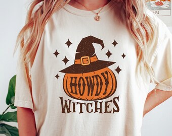 Howdy Witches Western Halloween Shirt, Spooky Halloween Shirt, Pumpkin Shirt, Cute Pumpkin Halloween, Comfort Colors Tee, Cowboy Cowgirl Tee