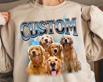 Custom Bootleg Dog Sweatshirt, Dog Mom Sweatshirt, Dog Lover Sweatshirt, Custom Dog Cat Sweatshirt, ,90s Vintage Bootleg Pet Sweatshirt