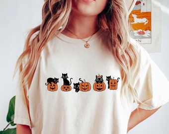 Halloween Black Cat Shirt, Comfort Colors Halloween shirt, Halloween Shirt, Pumpkin Shirt, Fall Halloween Cat shirt, Halloween Cat Shirt