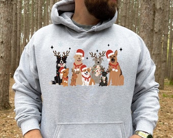 Christmas Dogs Hoodie, Dog Owner Christmas Gift, Holiday Hoodie, Christmas Shirt, Dog Lover Shirt, Holiday Shirt, Dog Mom/Dad Shirt