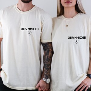 Custom Roman Numeral T-shirts, Est Year Personalized Tee, Roman Numeral Date Gifts for Couples, Birthday Date Gift, Anniversary Date