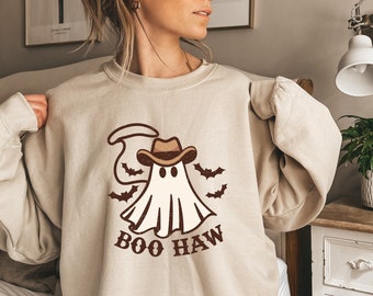 Halloween Boo Haw Shirt, Western Halloween Sweatshirt, Halloween Vintage Sweatshirt, Funny Halloween Shirt, Cowgirl Halloween Shirt