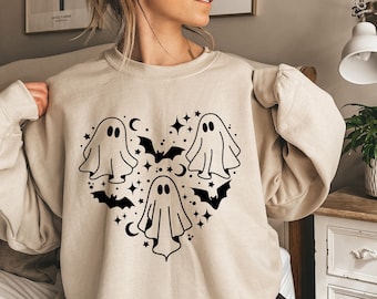 Ghost sweatshirt, Spooky season Shirt, Halloween Doddle Heart Sweatshirt, Halloween Sweatshirt, Halloween Sweatshirt, Cute Ghost Shirt