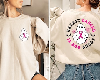 Breast Cancer Is Boo Sheet Sweatshirt, Breast Cancer Shirt,  Fighters Sweater, Cancer Ribbon Shirt, Cancer Awareness Sweatshirt