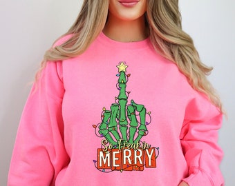 Funny Merry Sweatshirt, Merry Crewneck, Holiday Sweater, Cozy Christmas Pullover, Christmas Party Shirt, Funny Christmas Gifts