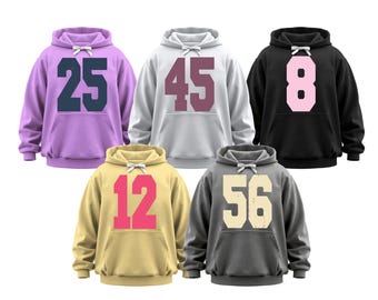 Custom Team Number Hoodie, School Team Number Sweatshirt, Jersey Sweatshirt, School Spirit Hoodie, Jersey Number Gameday Sweatshirt Gift