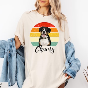 Custom Pet Portrait Shirt, Retro Pet Shirt, Dog Photo Shirt with Name, Personalized Dog Bootleg Shirt, Animal Lover Gift, Pet Portrait Tee