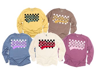 Personalized Mascot Checkerboard Sweatshirt, Football Cheer Mom Sweatshirt, Personalized Team Sweatshirt, Sport Gift, Mascot Team Crewneck