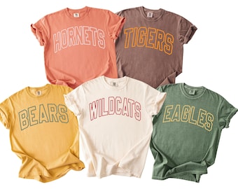 Comfort Colors Mascot Shirt, Custom School Logo Tee, Football Shirt, Team Spirit Shirt, Personalized School Shirt, Custom School Spirit Tee