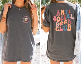 Anti Social Book Club Shirt, Book Lover Tee, Reading Shirt, Booktrovert Shirt, Bookish Gift, Book Tee,Librarian Gifts, Funny Book Lover Gift