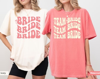 Comfort Colors® Bride Shirt, Team Bride Tees, Custom Bridesmaids Shirt, Personalized Bachelorette Party Shirt, Bridal Gift,Retro Bride Shirt