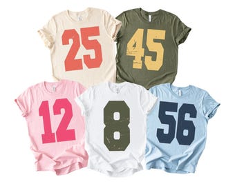 Comfort Colors Custom Football Number Shirt, Game Day Number Shirt, Custom Number Shirt, Personalized Sports Number Tee, Sports Number Tee