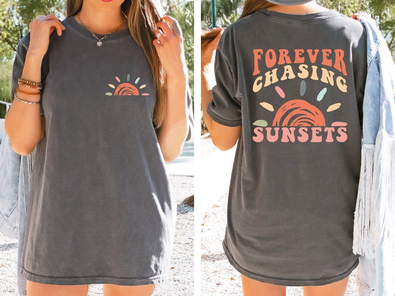 Retro Sunsets Shirt, Summer Shirt, Vacation Shirt, Beach Shirt, Summer Vacation Shirt, Comfort Colors Boho Shirt, Summer Outfit immagine 1