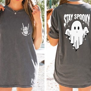 Comfort Colors Stay Spooky Skeleton Hands shirt,Halloween Ghost Shirt, Witch Shirt,Retro Fall Shirt, Spooky Season Shirt,Funny Halloween Tee